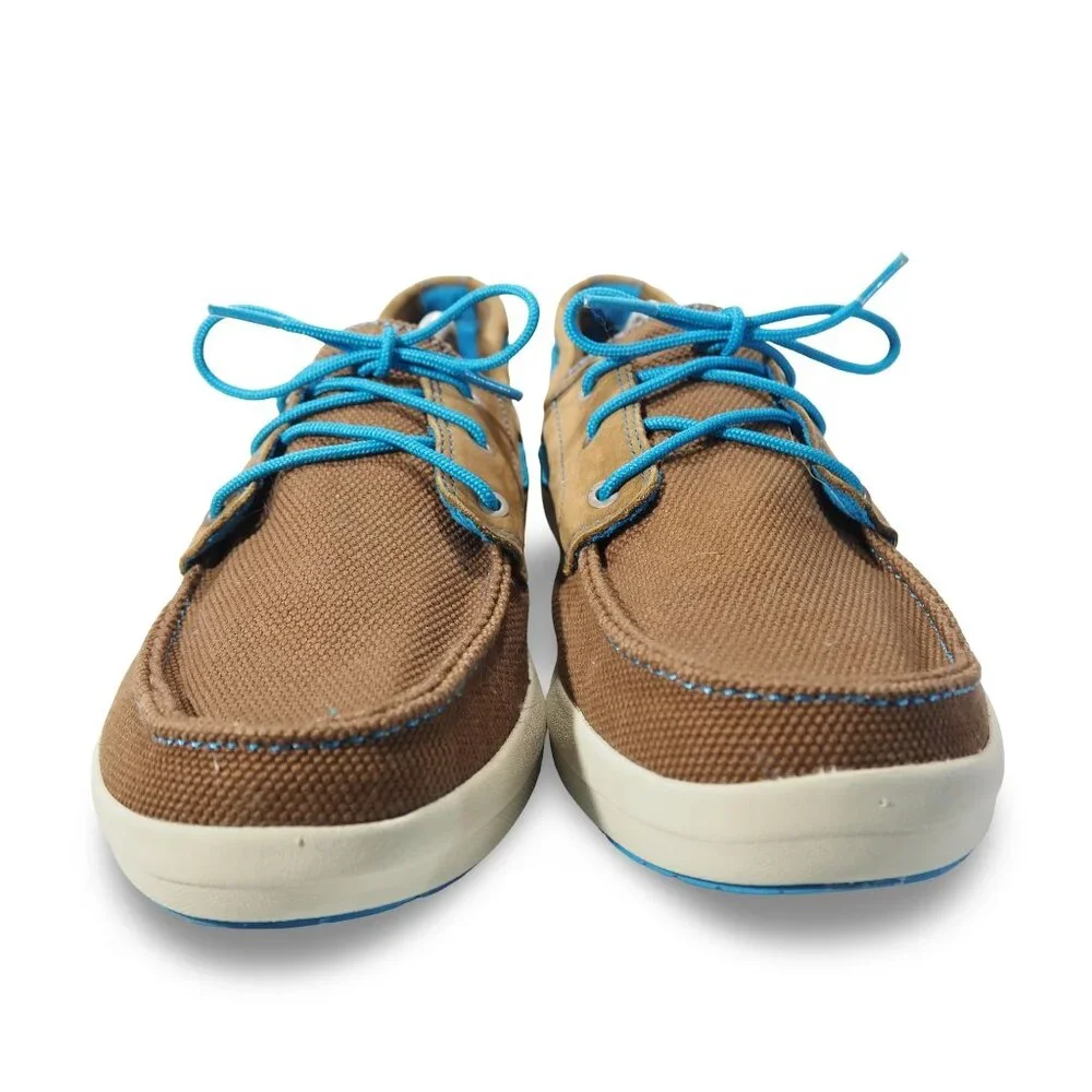 Timberland Canvas Slip-on Boat Shoes Men's 13 Brown / Blue‎ 3717A